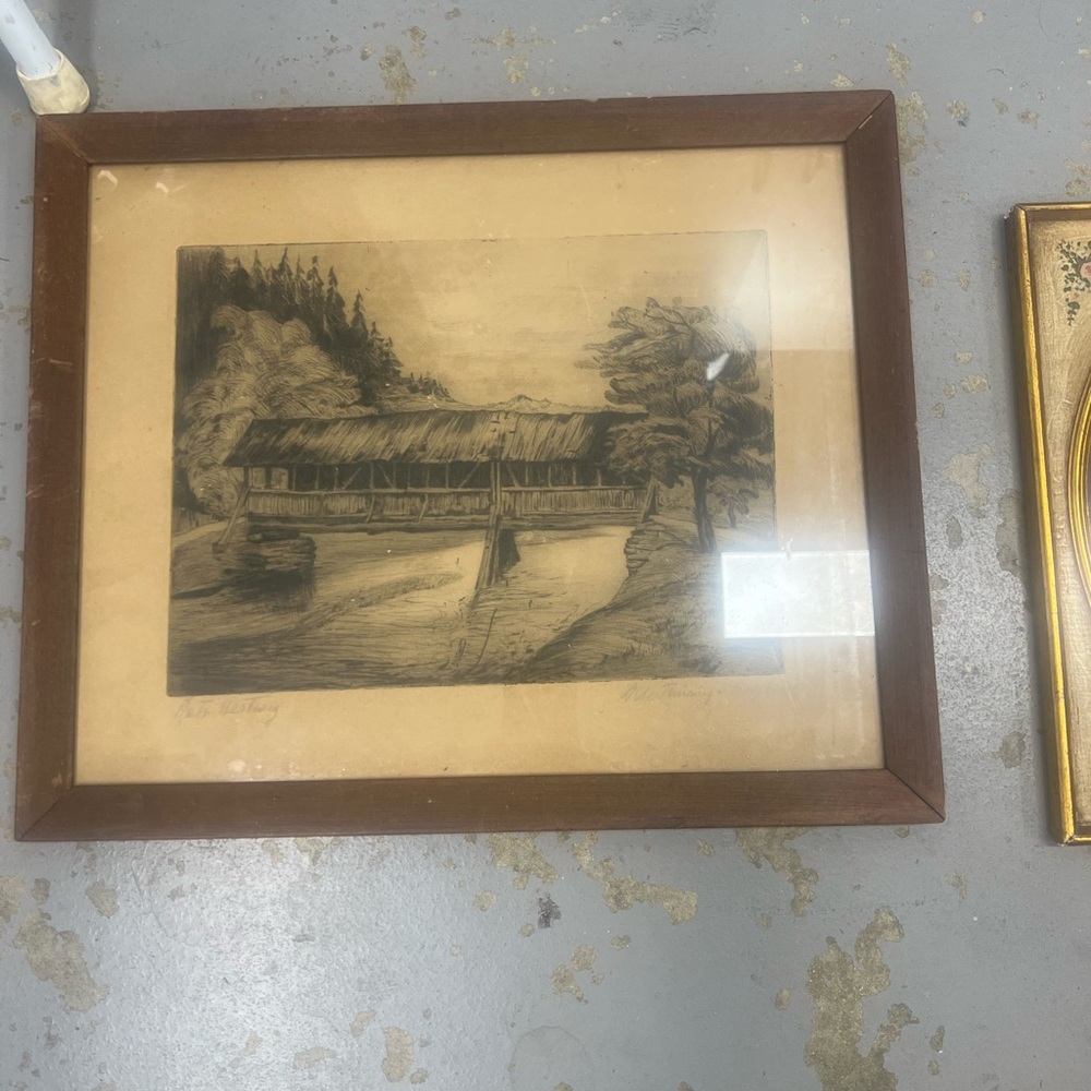 Framed Vintage Artwork with Wooden Frame